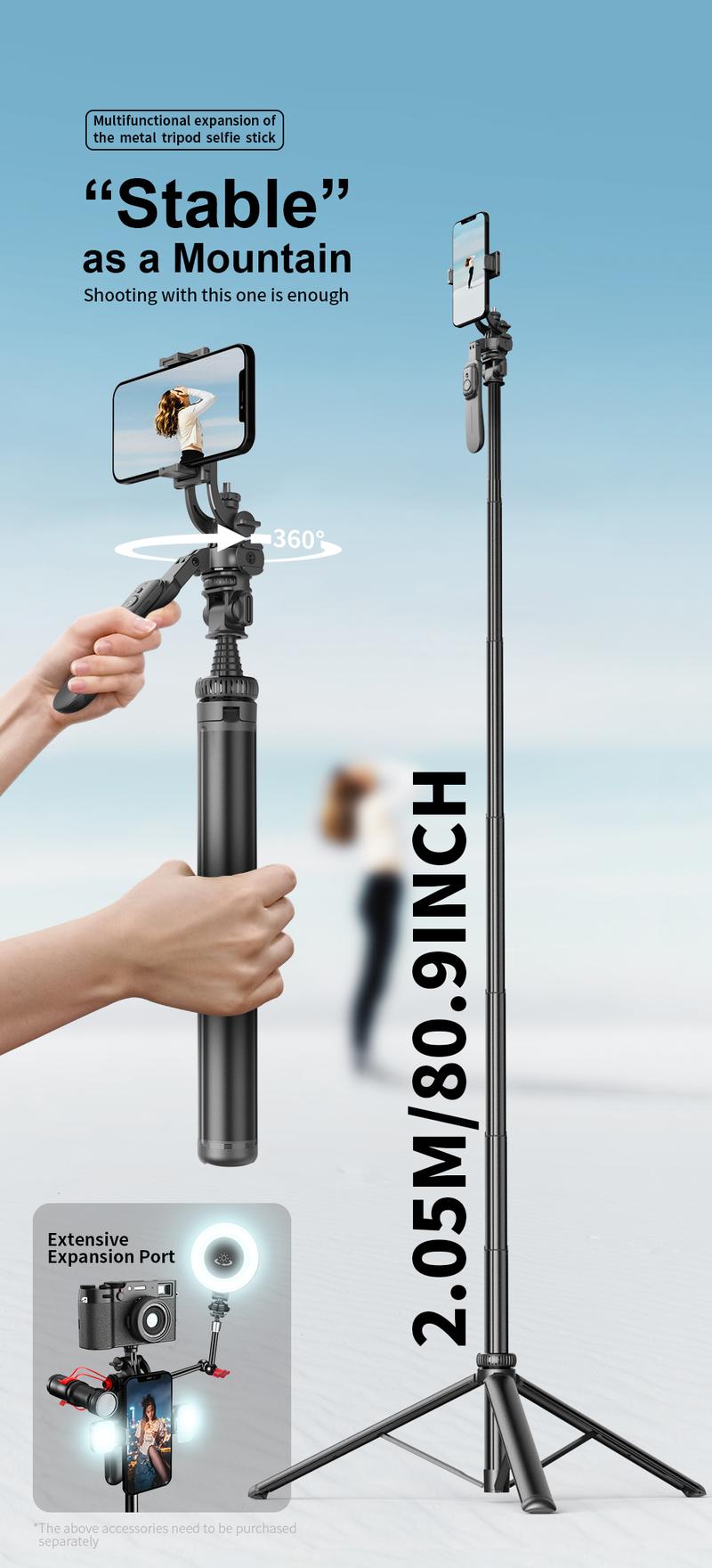 Product Introduction of 2055mm Selfie Stick Tripod with Wireless Remote Removable Fill Light Extendable Tripod with 1/4 Screw for Phone Camera Live Broadcast IOS Android 37