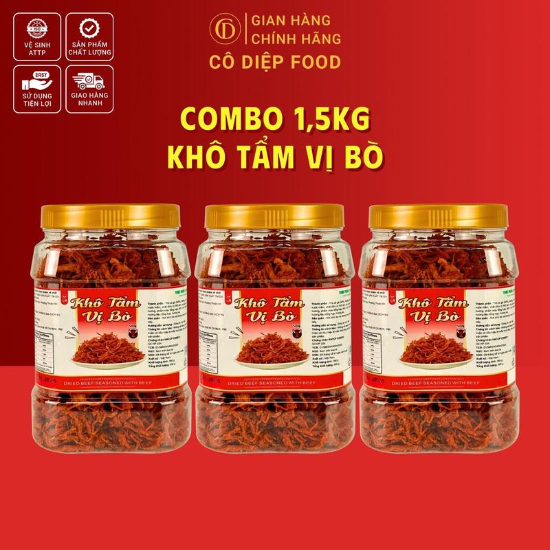 Combo 3 Hũ 500Gram Khô Tẩm Vị Bò Thơm Ngon Đồ Ăn Vặt Sancks Snack Thức Ăn