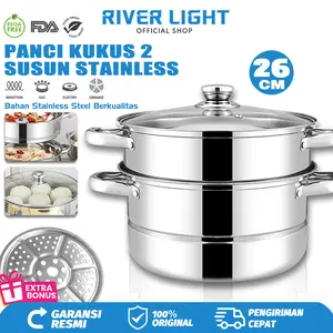 [EXCLUSIVE CELYHOME] RIVER LIGHT - Panci Kukus 2 Susun Stainless Steel 26CM Pengukus Serbaguna Anti Karat - Kitchenware