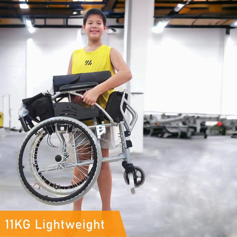 Product Introduction of ViN-32AAT Lightweight Self Propelled Wheelchair Hold 100 kg | Retractable Footrest | Anti Tipper | Foldable Self Propelled Wheelchair for Elderly Portable and Compact for for Car Boots 16