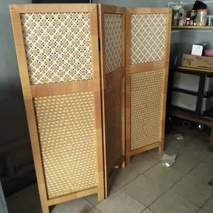 ( 3 PANEL ) Sketsel Ruangan Rotan Sintetis Pembatas Ruangan Minimalis Murah