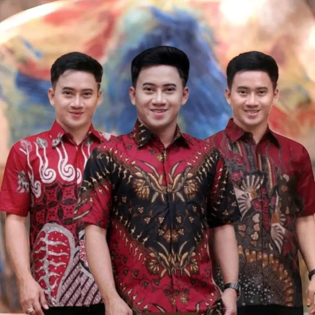 (Macam-macam Kemeja Batik Warna Merah Lengan Pendek) Baju Batik Lengan Pendek Warna Merah Pria Dewasa // Kemeja Batik Pria