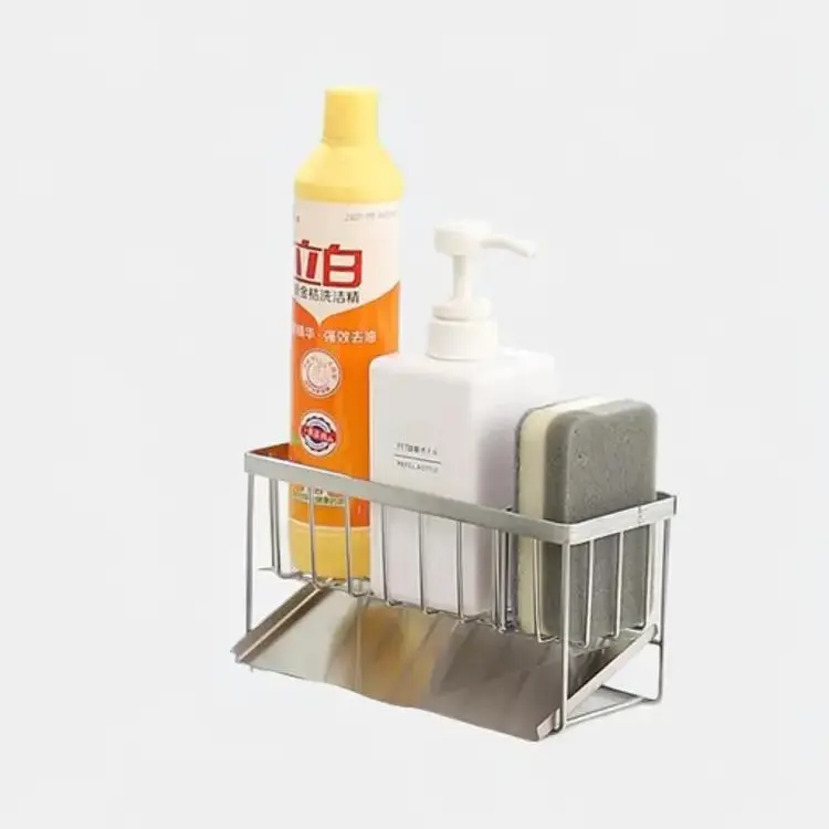 Stainless Steel SUS304 Kitchen Rack Household Sink Drain Basket Countertop Multifunctional Sponge Detergent Storage