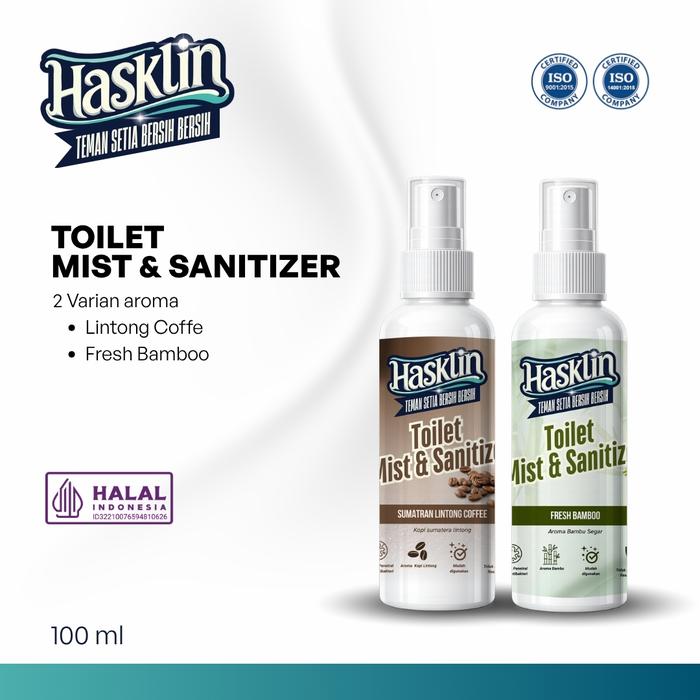 Gambar Hasklin Toilet Mist & Sanitizer -  100 ml / Wangi Kopi Lintong dan Fresh Bamboo dari Hasgara Chemicals Kota Bekasi Tokopedia
