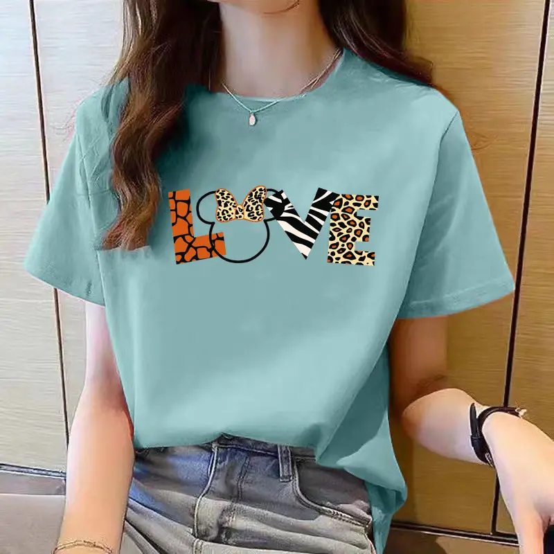 new year clothes yellow t shirt woman short sleeve round neck loose tops women fashion printed t shirt korean style women Tshirt Rose Lingerie Pullover Sleeved Minimalist Collar Fabric Womenswear Polyester