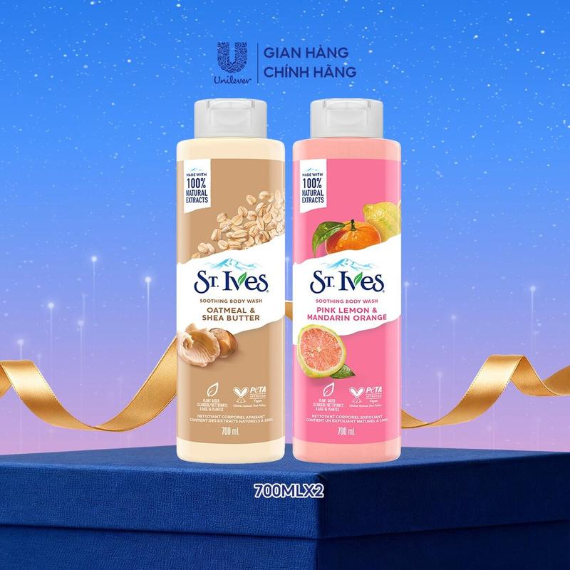 Live Combo 2 Sữa tắm St.ives Yến Mạch & Bơ và Cam Chanh dưỡng da body 700mlx2