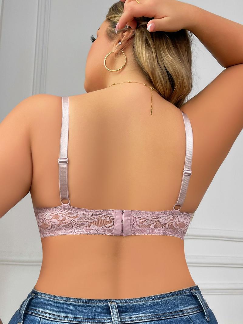 Product Introduction of PlusGalpret Floral Lace Underwear Breathable Half-Transparent Bra Plus Size Lingerie Unlined Thin Bras for Women 38C 38D 40C 40D 42C 42D 44C 44D 46D 48D-3042 1