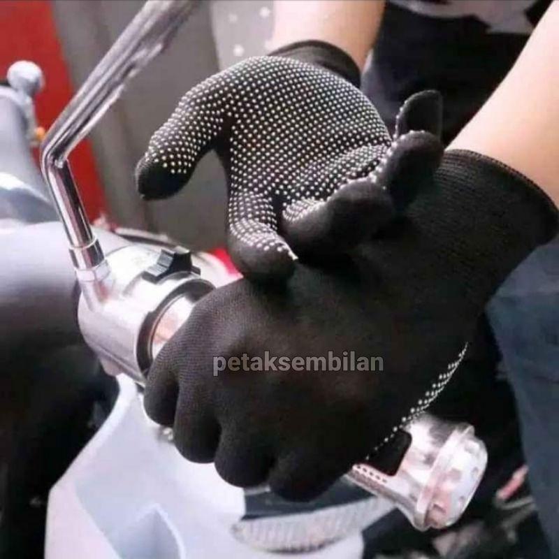 Sarung Tangan Motor Full finger Bintik Putih Non Slip Bahan Tipis Tidak Terlalu Tebal 2