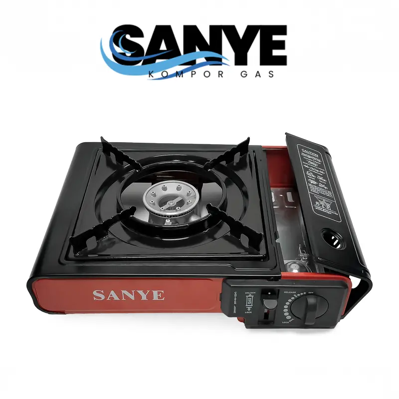 SANYE Kompor Gas Portable 1 Tungku Stainless Steel 2in1 Black Anti Ledak Safety Device H101 5