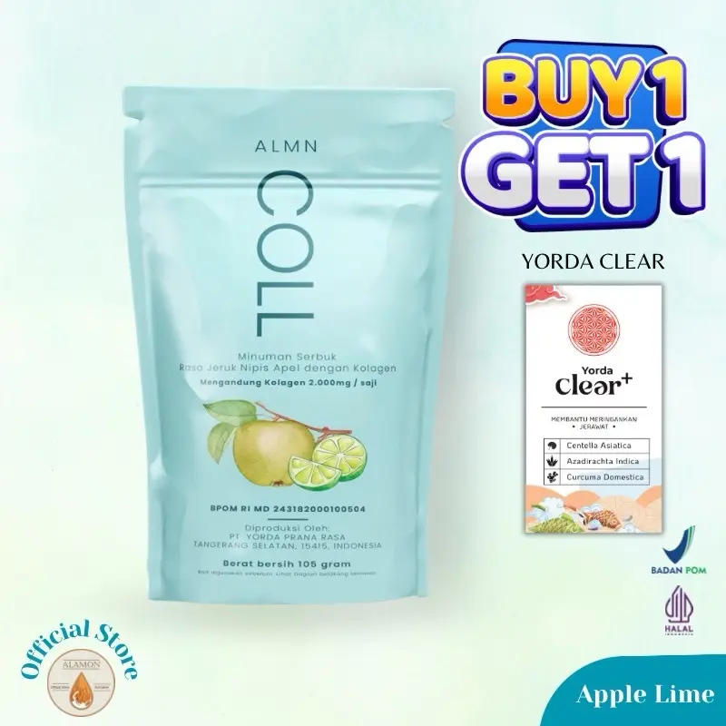 Alamon COLL - Collagen Drink 7x Serving - With Pure Extract Lime, Apple, Mix Berries, Greentea - BPOM and Halal 0