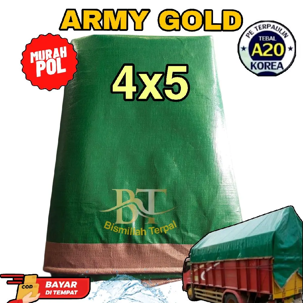 Terpal 4x5 A20 UV Tebal Murah Berkualitas Tidak Tebus Air Hijau