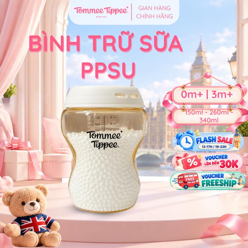 Bình T.rữ PPSU Tommee Tippee (Nhiều Cỡ) 150ml & 260ml Dành Cho Bé Từ Sơ Sinh