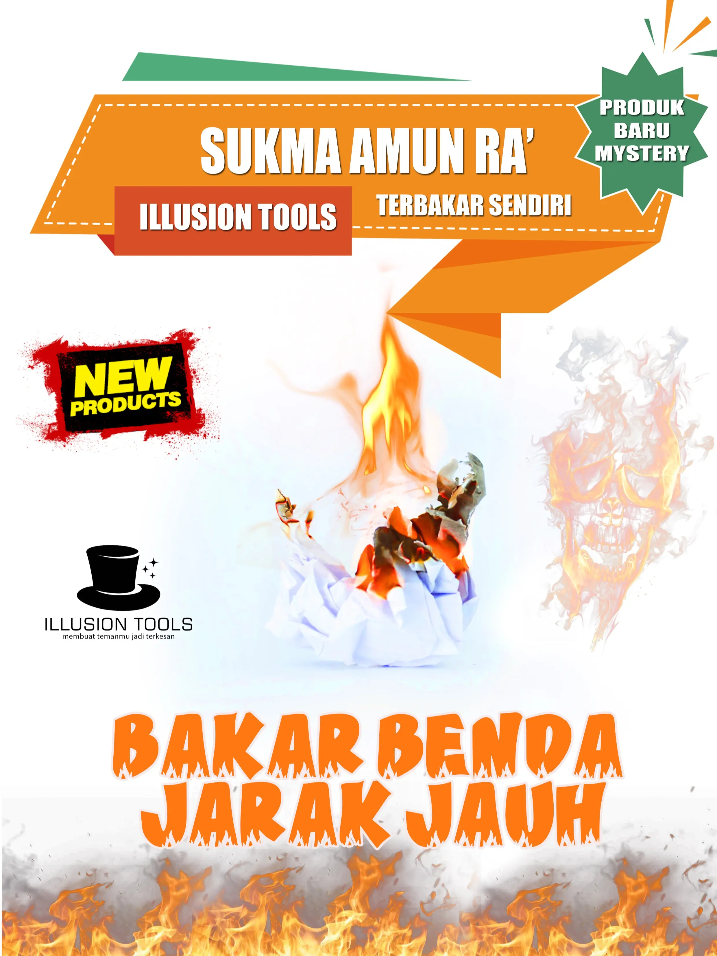 Sukma Amun RA' Alat Sulap Bakar Benda Jarak Jauh Terbakar Sendiri untuk Games dan Pertunjukan. magic worm