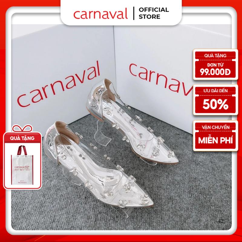 Giày Nữ Carnaval Đính Đá Trong Suốt Mũi Nhọn Hậu Bít Lấp Lánh - Sang Trọng - VS52