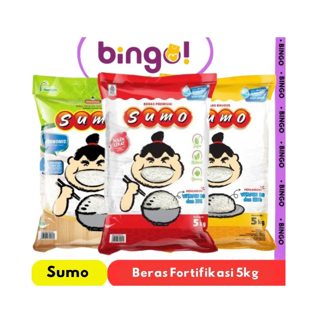 Beras Sumo Khusus plus VIT B6&ZINC NEW 5kg (Merah / Kuning / Hijau) Premium Pulen