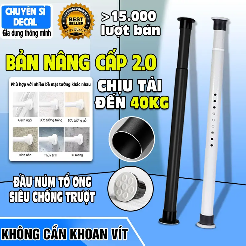Thanh Treo Rèm Đa Năng Cao Cấp Bản 2.0 - Không Khoan Tường - Tùy Chỉnh Độ Dài [Mã 01]