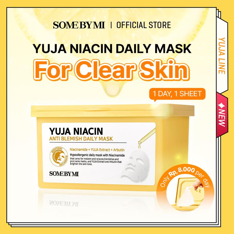 SOME BY MI Yuja Niacin Anti Blemish Daily Mask – 30 Blatt, Aufhellende Gesichtsmaske Mit Niacinamid