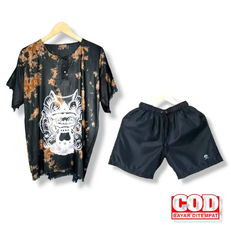 Setelan baju barong bali / setelan celana pendek barong pria wanita/ setelan pendek barong bali pantai 1