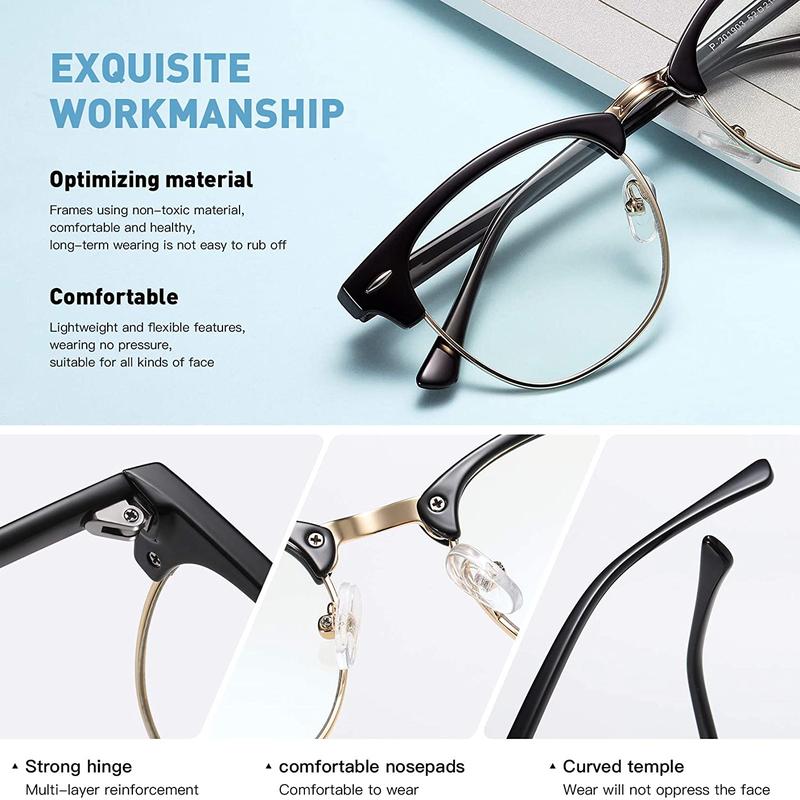 Retro Semi Rimless Photochromic Eyeglasses Square Anti-radiation Glasses For Women Men 7