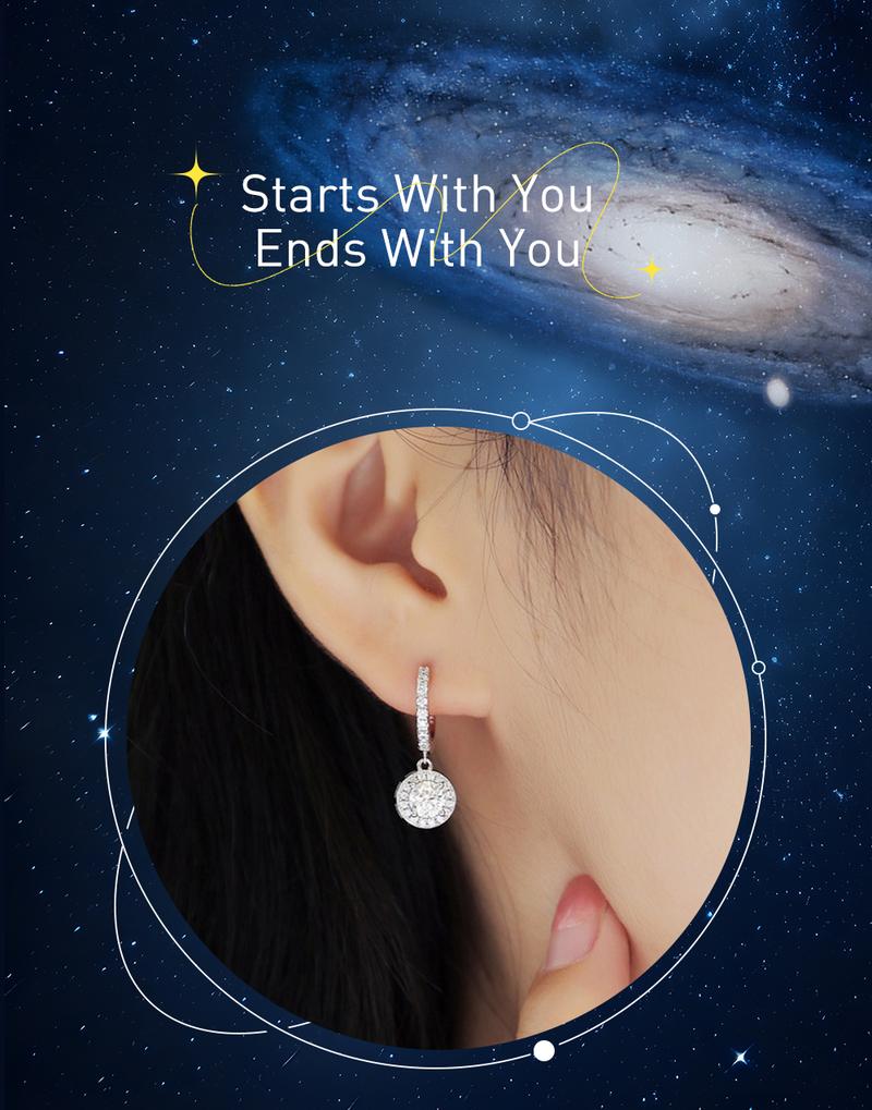 Product Introduction of 【003Harga telah dibanting, segera di CO】Chard Wake Anting princess round Anting wanita elegan high quality cantik elegan anti Zirconia 1 Carat Sertifikat GRA Kotak Indah   CWE002 7