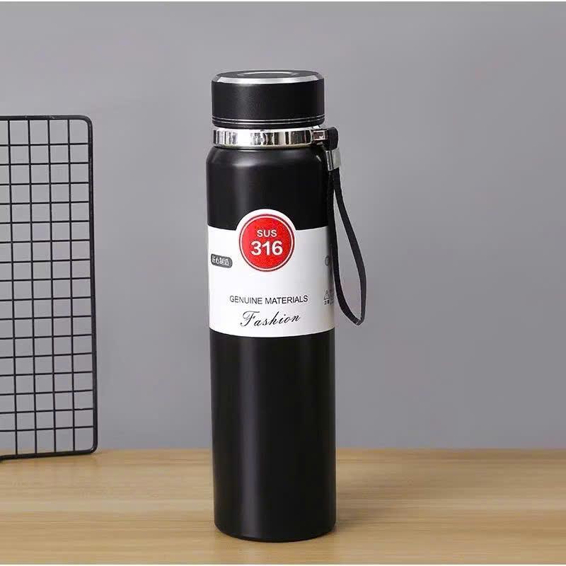 Bình nước giữ nhiệt 1000ml giữ lạnh 18 giờ giữ nóng 10 giờ có dây treo và khay lọc trà inox giao màu ngẫu nhiên
