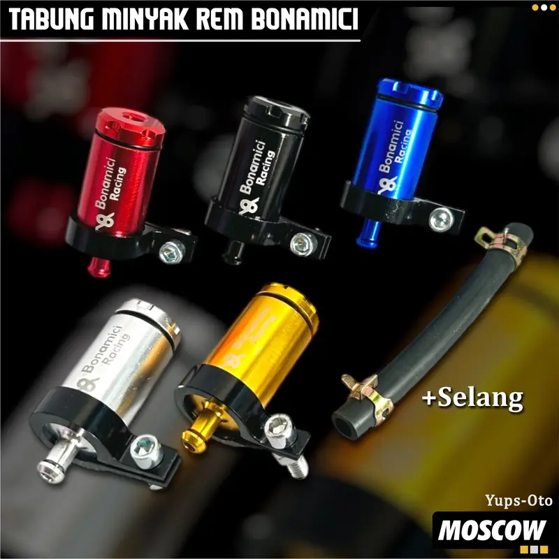 TABUNG MINYAK REM BONAMICI TABUNG MASTER REM ATAS / DEPAN ORIGINAL FULL CNC IMPORT + SELANG DAN BREKET TABUNG MOSCOW DUDUKAN TABUNG BONAMICI RACING UNIVERSAL SEMUA MOTOR 0