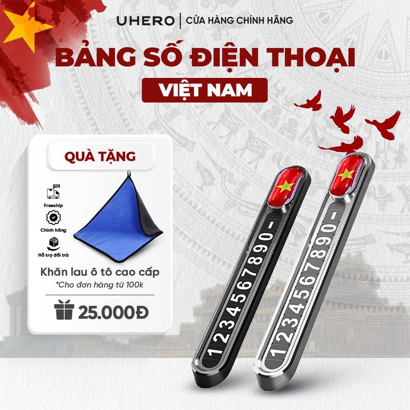 UHERO Bảng Số Điện Thoại Trên Ô Tô BS02-VN Gắn Taplo Bằng Kim Loại Để Lại Số Khi Đỗ Xe Tránh Mâu Thuẫn Bị Phạt Nội Thất Đồ Trang Trí