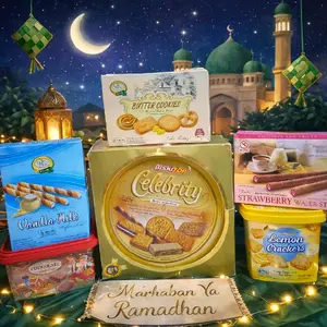 PAKET LENGKAP BISKITOP CELEBRITI GOLD 700 GRAM MIX CUBE WAFER  DAPAT 6 MACAM(celebriti700gr,cubewafer, biskitoplemoncracker,kugistroberi,astorvanilapack,buttercookiespack)