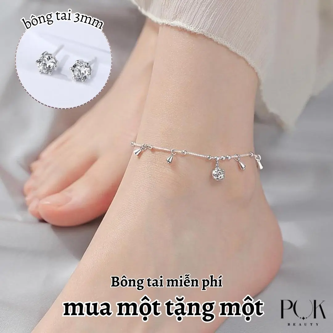【Mua một tặng một】 Lắc Chân Cho Nữ+ Free Gift một đôi bông tai,, Mặt Dây Chuyền Chuông Đơn Giản, Mỏng Và Tinh Tế, Được Làm Bằng Thép Titan Không Gỉ, Không Phai Màu, Phụ Kiện Chân Thời Trang Tinh Tế, Một Mảnh lắc  chân Vòng chân,một vòng chân