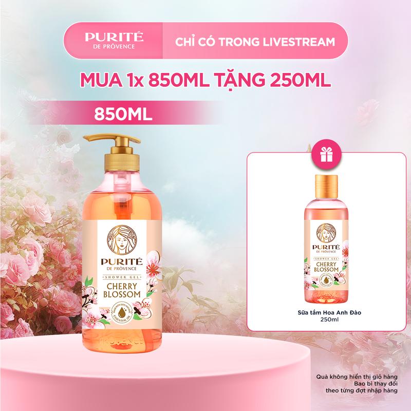 Combo Sữa Tắm Purite Anh Đào 850ML + Tặng Sữa Tắm Purite Anh Đào 250ML