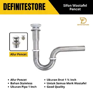 Sifon Angsa Wastafel Afur Pembuangan Leher Angsa Stainless Afur Pencet Pop Up Avur Komplit Set Washtafel Pipa Pembuangan Air 1 1/4 Inch Keran