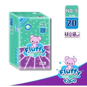 Fluffy Popok Bayi Perekat Nbs Isi 20 Pcs 40 pcs/ Diapers Nb-S 20 Bayi Baru Lahir New Born Sampai 5 KG