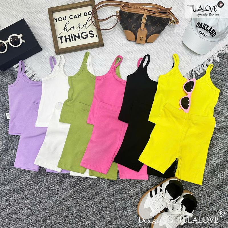 BỘ ÁO 2 DÂY + LEGGING ĐÙI CHO BÉ GÁI TULALOVE Combo Quần Áo Mùa Hè Cho Bé Gái