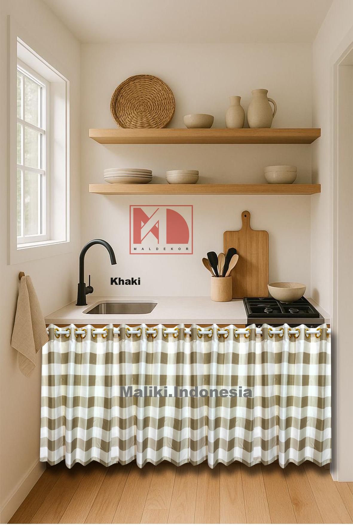 NEW Paket 2 Pcs Gorden Kolong Dapur Ring 12 Lubang Motif Aestetik Korden Katun Curtain