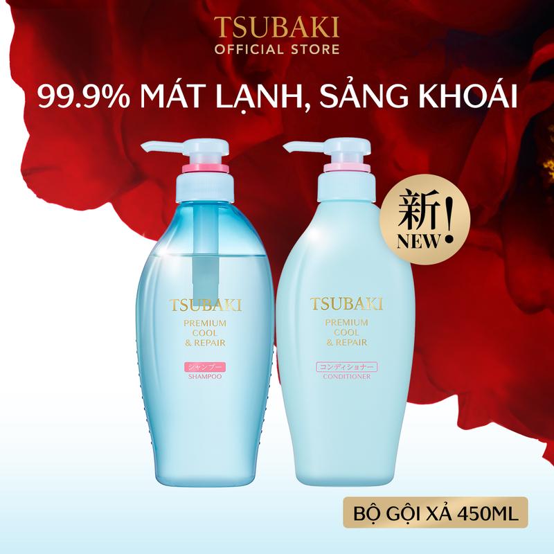 [] Bộ đôi Gội xả phục hồi, sạch dầu & mát lạnh TSUBAKI PREMIUM COOL & REPAIR SHAMPOO & CONDITIONER 450MLX2
