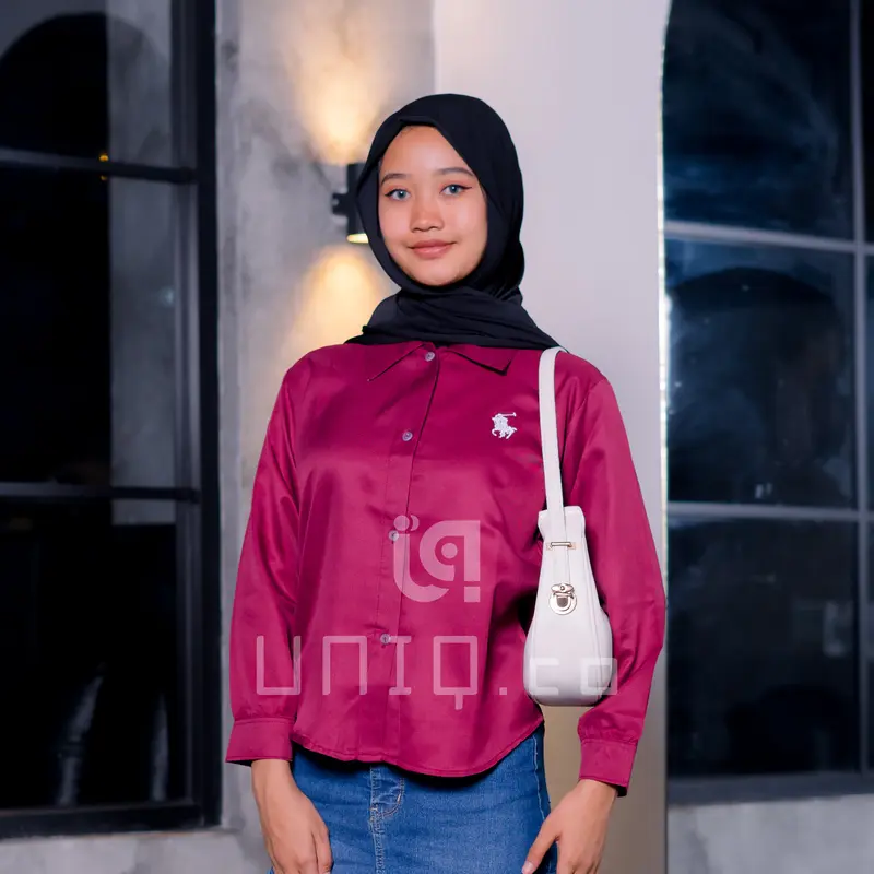 Uniq.co | Kemeja Wanita Shakila Bordir Premium Outwears | Kemeja Atasan Wanita Casual Lengan Panjang 7