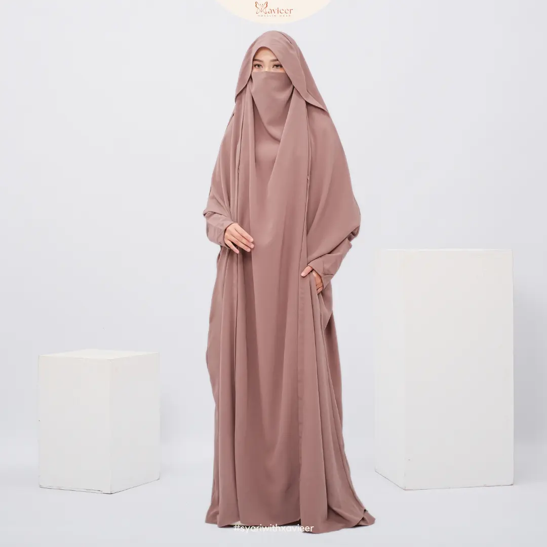 Xavieer - Hazeera Overhead French Khimar Poni Saku Busui Wudhu Friendly Premium Polos Muslimah Syari Haji Umrah Pad Tangan Jilbab Panjang Instan Hitam