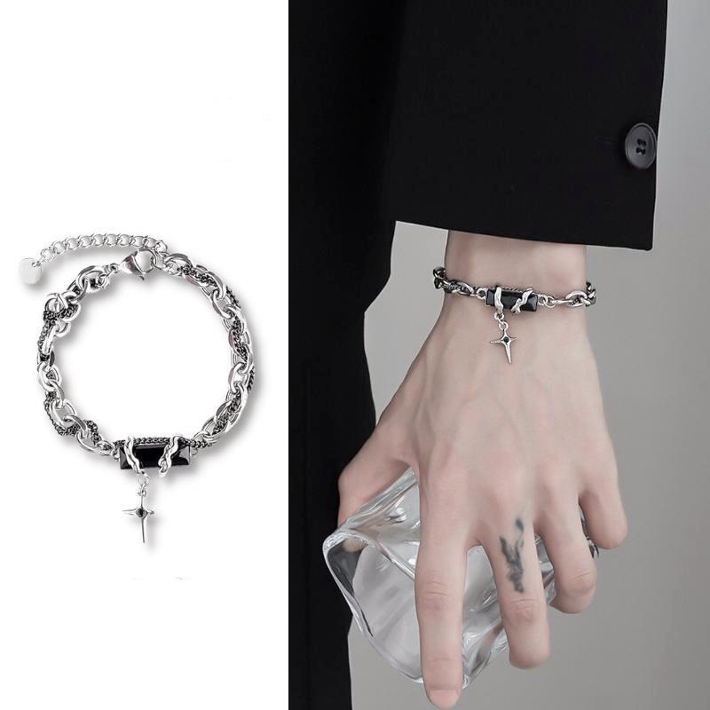 Vòng Tay Cuốn Màu Đen, Thời Trang Phong Cách Hàn Quốc, Dành Cho Nam Giới, Thiết Kế Họa Tiết Thép Titan Đơn Giản, Phụ Kiện Hàng Ngày