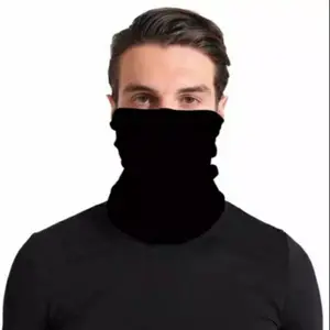 3 Pcs Masker Bandana Baff Multifungsi Warna Hitam Polos untuk Berkendara - Headbands