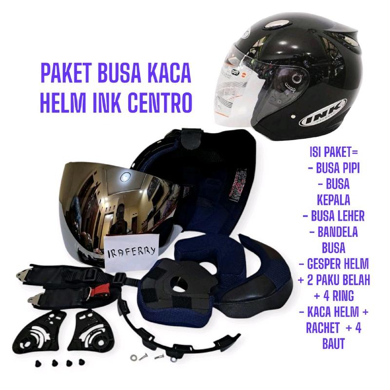 Paket Busa Helm Ink Centro Jet Fullset + Kaca Anti Gores Coating - Motorcycle, Ukuran BUSA Al Size M Fit L - Baut 1