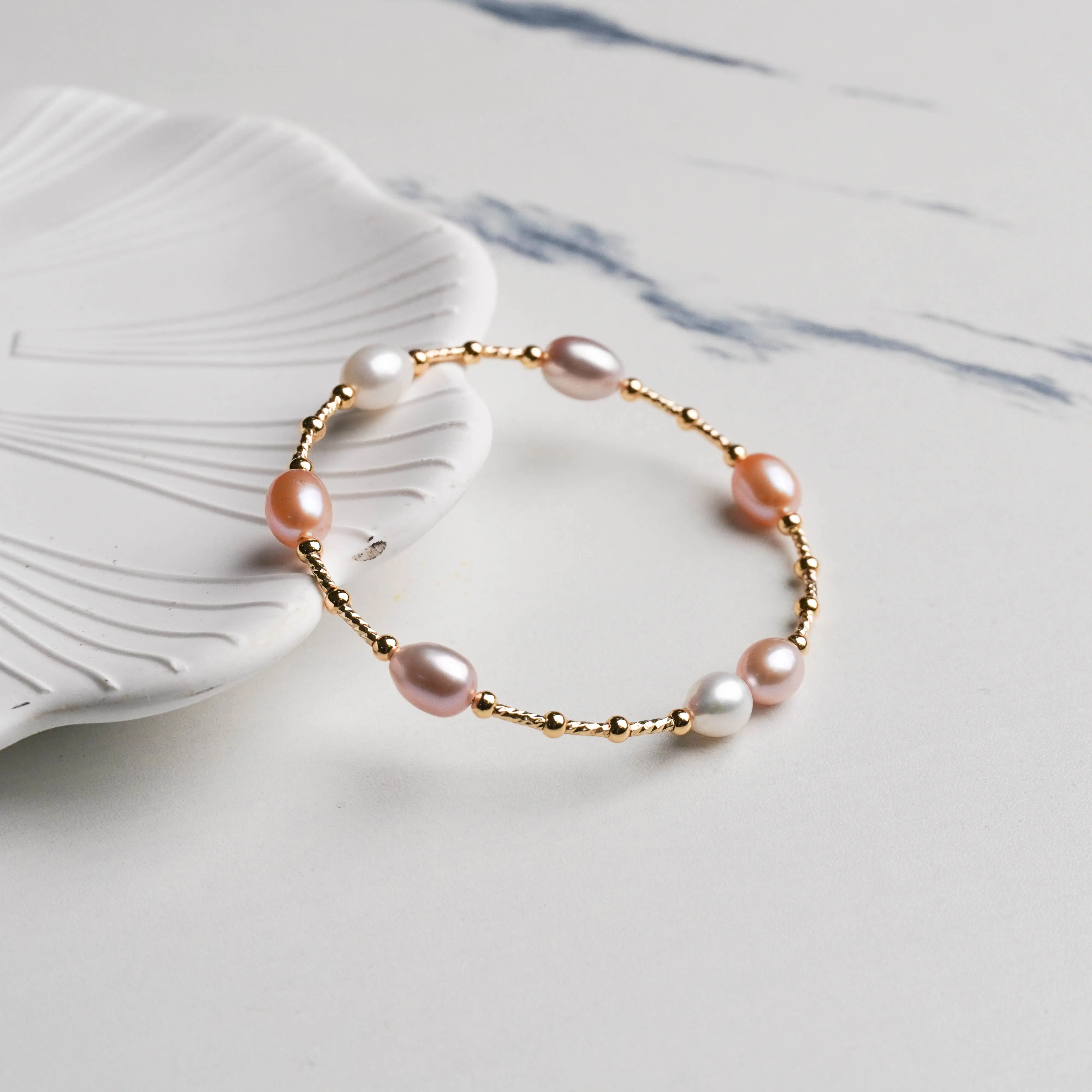 Alloy fresh water core free pearl "candy" bracelet 7-8mm meter type concealer ZH10115