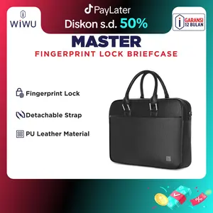 Tas Briefcase Wiwu Master Fingerprint Lock dengan Sidik Jari Anti-Pencurian Waterproof