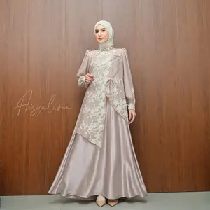 Aisyalina Id Yasmeira Dress Only Series Tanpa Hijab Bahan Mirza Silk Mix Tancel Crush Dress Gamis Wanita