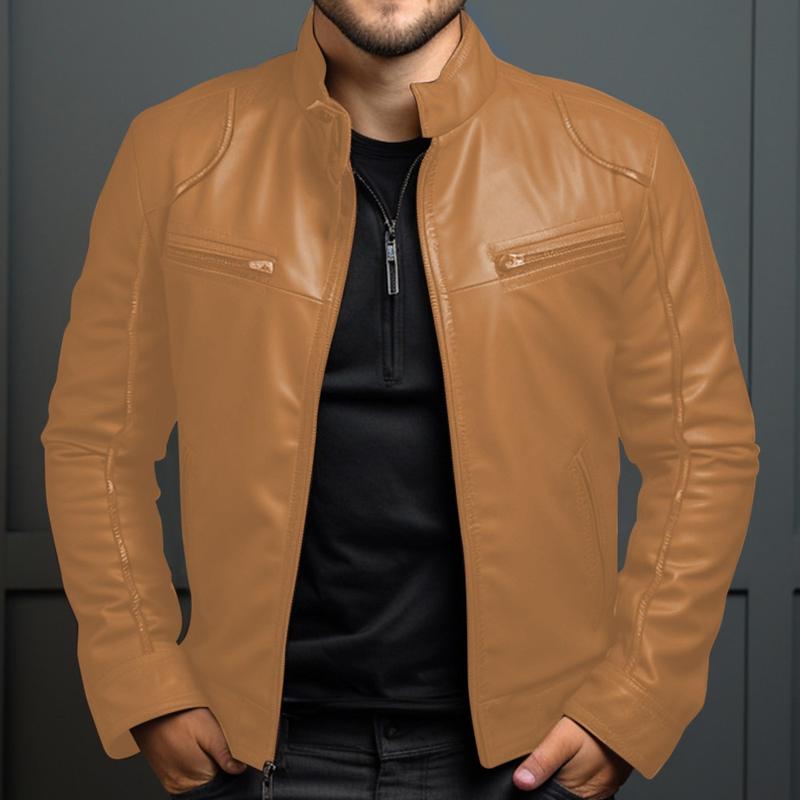 Product Introduction of Jaket Kulit Semi Pria Terbaru Jaket kulit sintetis keren jaket kulit imitasi model pundak busa Hitam Nyaman Panjang Lembut Casual Distro Slimfit Motor Cowok Blazer Formal 4