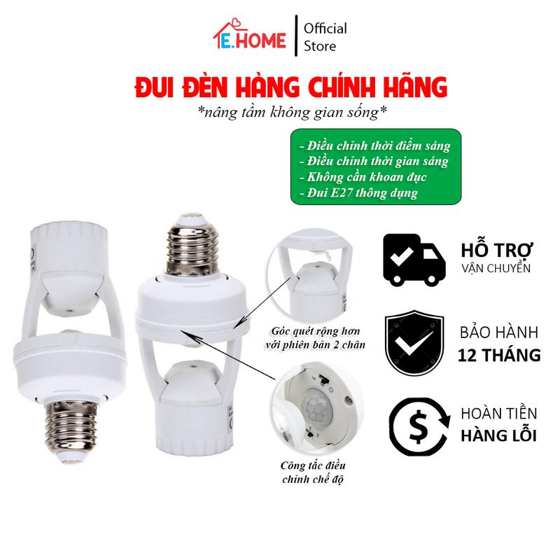 [Loại 1] Đui bóng cảm biến chuyển động thế hệ mới, tự động sáng đèn, đui xoáy E27 thông dụng, lắp đặt dễ dàng, phiên bản 2 chân giúp góc quét rộng hơn, có công tắc điều chỉnh chế độ