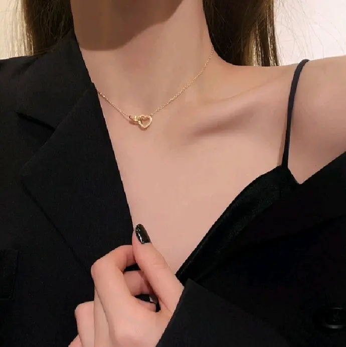 Kalung Titanium Wanita Love emas Rantai Nuri 99%Authentic Premium Import Gold Hitam Perhiasan 3