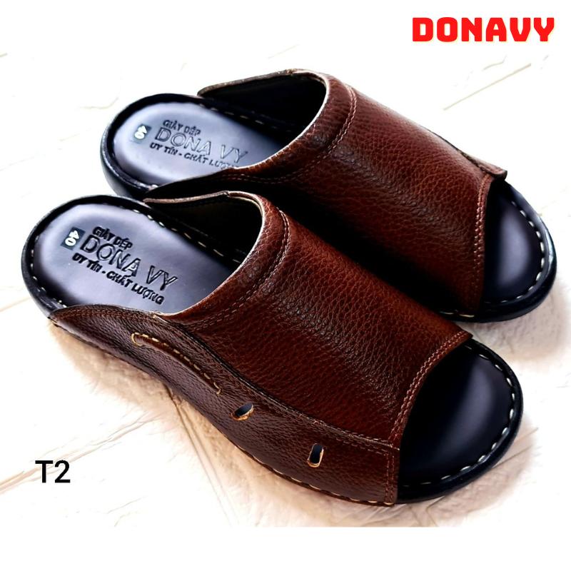 {HÀNG CAO CẤP} Dép Quai Ngang Nam Da Bò Thật cao cấp Thiết Kế Thời Trang Đế Cao Su Xẻ Rãnh Chống Trơn Trượt May Full Handmade Chắc Chắn Bao Đi Nước Đen+Nâu D.SM