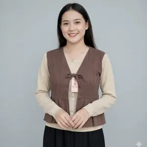 SEVARA - RIANA Crop Top 4688 - Blouse Wanita Rompi Crop Lengan Panjang bahan Knit Premium fit to L