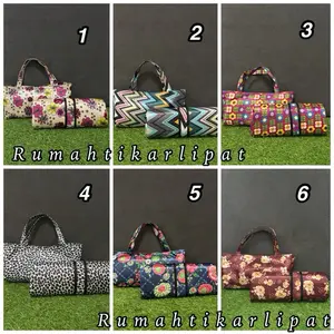 TAS + TIKAR 140x150 cm / TAS TIKAR LIPAT MIKROSATIN / TIKAR TAS LIPAT PIKNIK COD