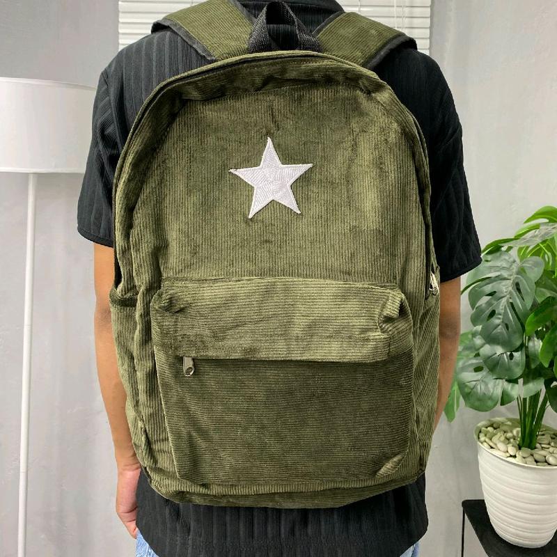 Ransel Corduroy starboy unisex | Tas Sekolah Korduroi | Tas Backpack Corduroi Bintang | Tas Punggung Korduroy pria dan wanita | cod tas bintang corduroy 1